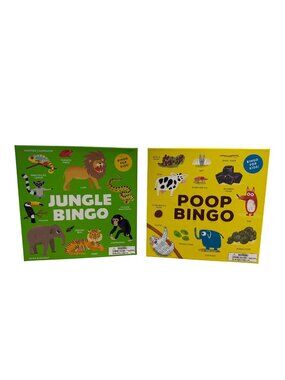 Jungle Bingo & Poop Bingo Board Games For Kids 2-8 Players Includes Game Cards,